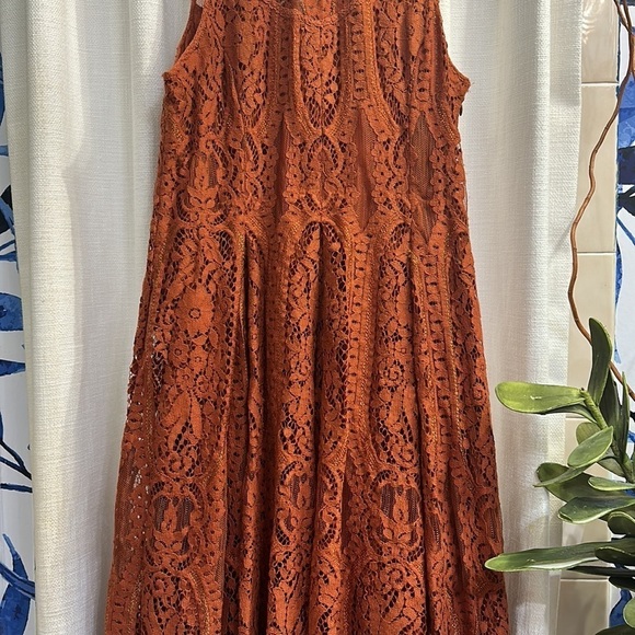 NWOT Women’s Free People Angel Rays Lace Midi Dress - Copper Size Small - Picture 5 of 12